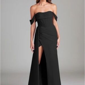 Azazie Black Off-Shoulder Maxi Dress